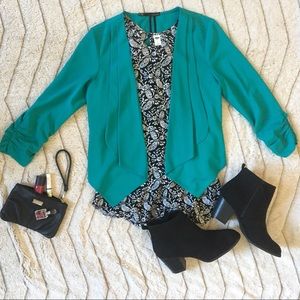 Maurice’s teal drape blazer 🌹